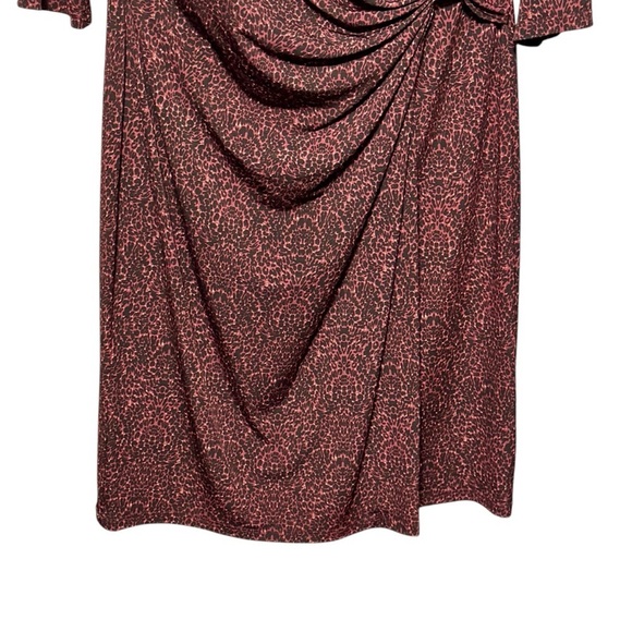 American Living Animal Print Faux Wrap Surplice Career Black and Maroon Dress - Picture 4 of 8